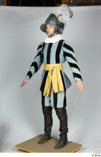  Photos Medieval Guard in cloth armor 3 Medieval clothing a poses medieval soldier striped suit whole body 0002.jpg